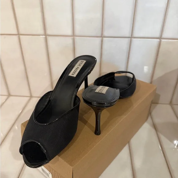 Steve Madden Black Peep-Toe Heels - Picture 3 of 5